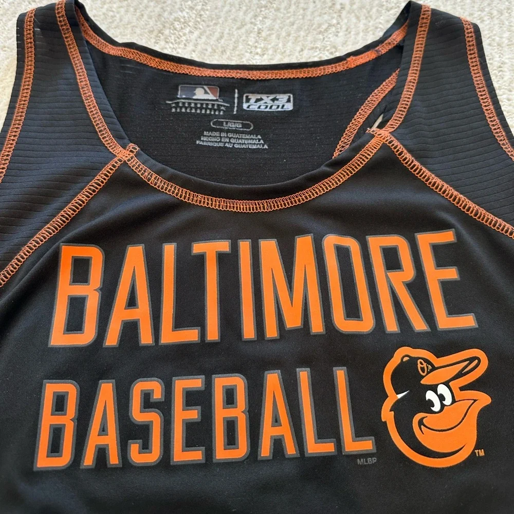 MLB Baltimore Orioles Black and Orange Ladies Tank Top -Sz Large TX3 Cool - Picture 5 of 7
